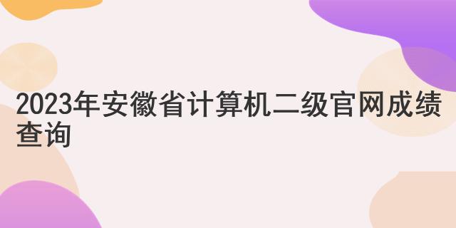 2023年安徽省计算机二级官网成绩查询