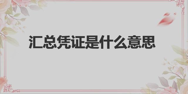 匯總憑證是什么意思|匯總憑證內(nèi)容