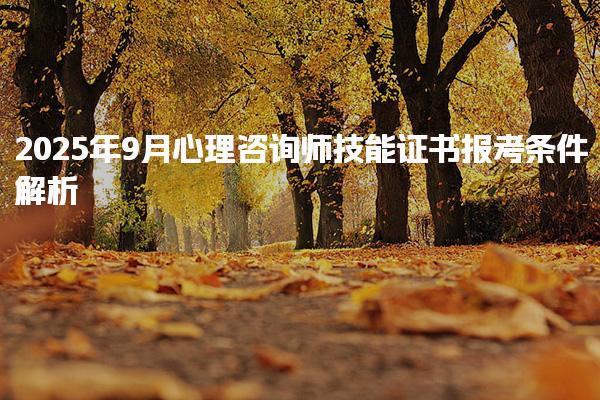 2025年9月心理咨詢師技能證書報考條件解析