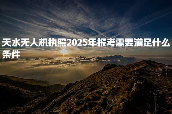 天水无人机执照2025年报考需要满足什么条件