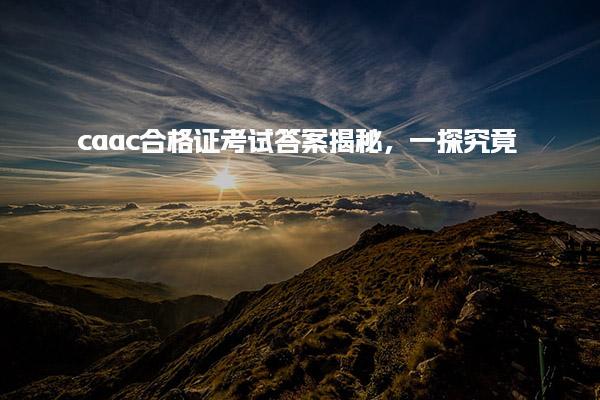 caac合格证考试答案，实操考试内容