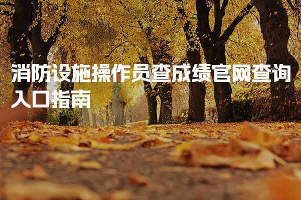 消防设施操作员查成绩官网查询入口指南 考试科目与成绩公布