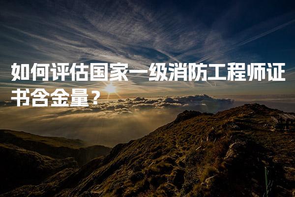 如何评估国家一级消防工程师证书含金量？
