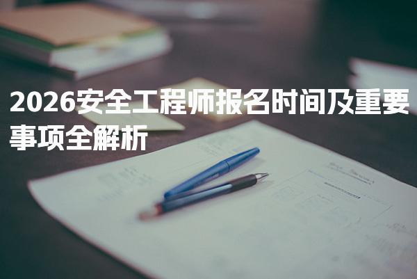 2026安全工程师报名时间及重要事项全解析