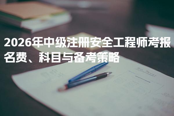2026年中级注册安全工程师考报名费用科目与备考策略