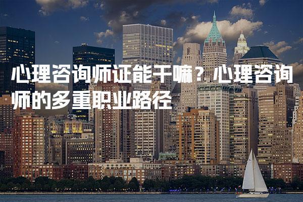心理咨询师证能干嘛？探索心理咨询师的多重职业路径