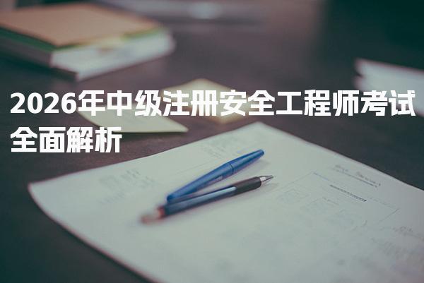 2026年中级注册安全工程师考试全面解析