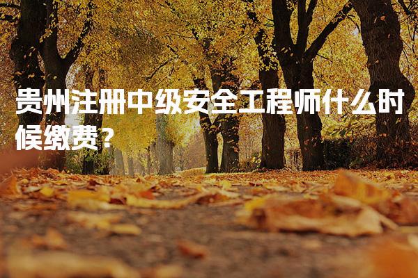 2026年贵州注册中级安全工程师什么时候缴费？缴费时间和流程解析